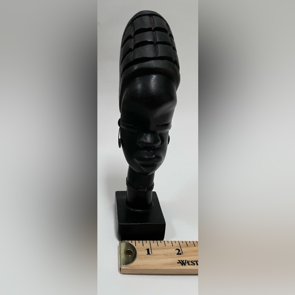 Vintage African Hand Carved Wood Woman Bust Sculpture Head Statue Figure Art 7” - Picture 6 of 6